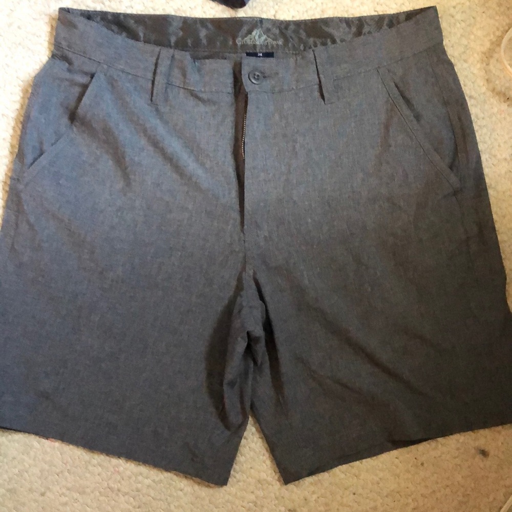Charcoal gray flat front shorts